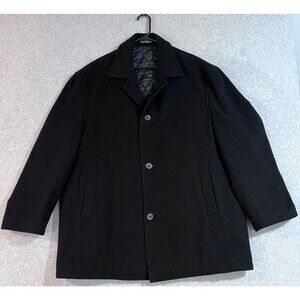 Ungaro Uomo Paris Vintage Wool Cashmere Black Coat Short Overcoat Topcoat R46